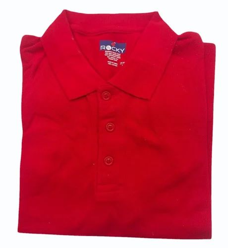 Cotton Red Mens Polo T Shirt, For Promotional, Size: 90 cm (large)