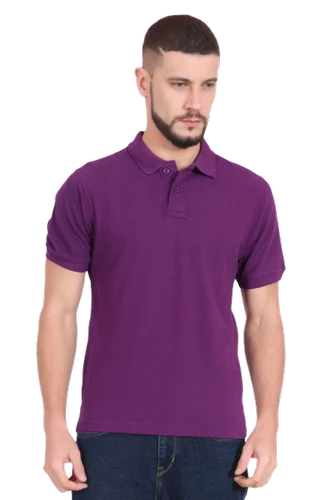 Cotton Plain Purple Polo T Shirts