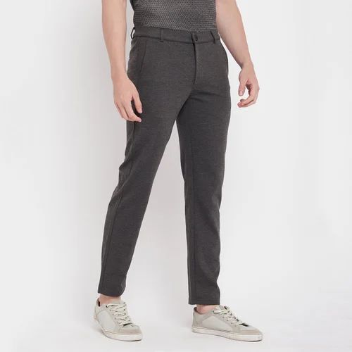 Black Cotton Mens Slim Fit Formal Pant
