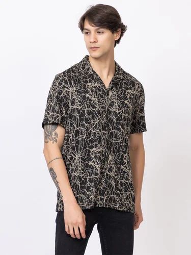 Viscose Abstract Oriclo Men's Jacquard Knitted Shirts, Party Wear