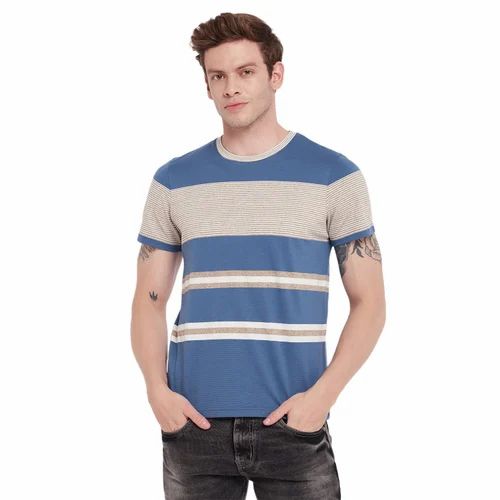 Self Design Polyester Hang N Hold Blue T-Shirt - Comfortable Half Sleeves Tee for Men, Round Neck