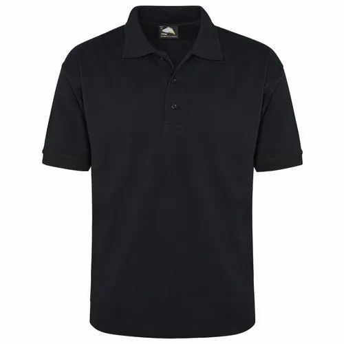 Plain Black Petrel 100% Cotton Poloshirt, Polo Neck