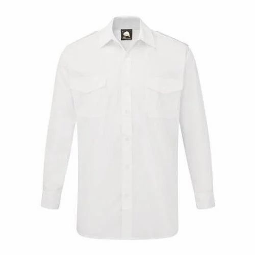 Cotton Full Sleeves Plain Pilot Shirt, Size: S-M