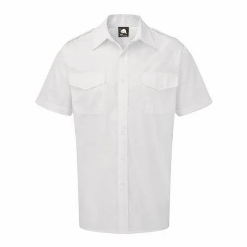 Cotton Plain Essential Men Half Sleeves Pilot Shirt, Casual Wear