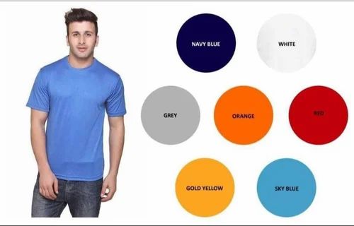 Poly Cotton Plain Men T Shirts, Round Neck