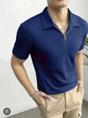 Zipper Polo T Shirt
