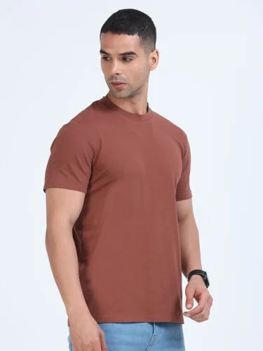 M2307 Round Neck Mens Brown T Shirt