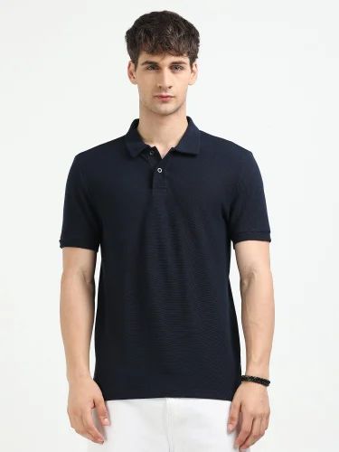 M2304-W Polo Neck Navy Mens T Shirt