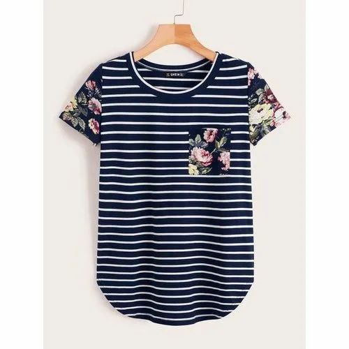 Half Sleeve Round Ladies Casual Slouch T Shirt, 180G, Size: S-XXL