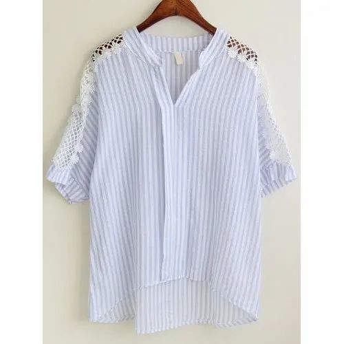 Alpha Strips Ladies Cotton Woven Shirt, Size: S-XXL