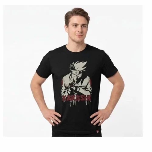 Black Mens Half Sleeve Cotton T Shirt