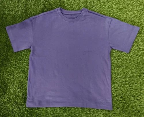 Round Neck Lavender Plain Cotton T Shirt, GSM: 160 GSM