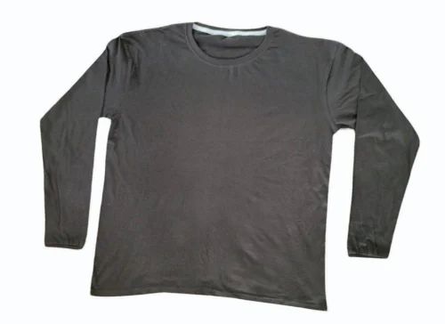 Round Neck Grey Plain Cotton T Shirt