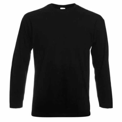 Cotton Plain Full Sleeve Men T Shirt, Round Neck