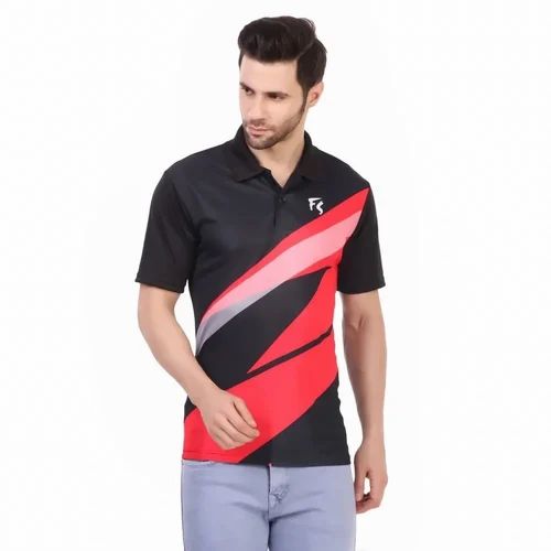 Cotton Men Sublimation T-Shirt, Polo Neck