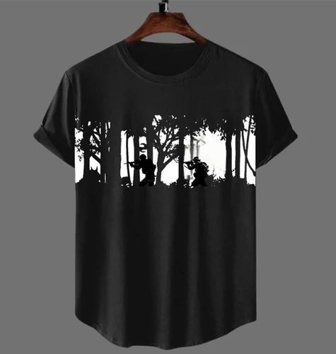 Round Premium T Shirt, Half Sleeves, Printed