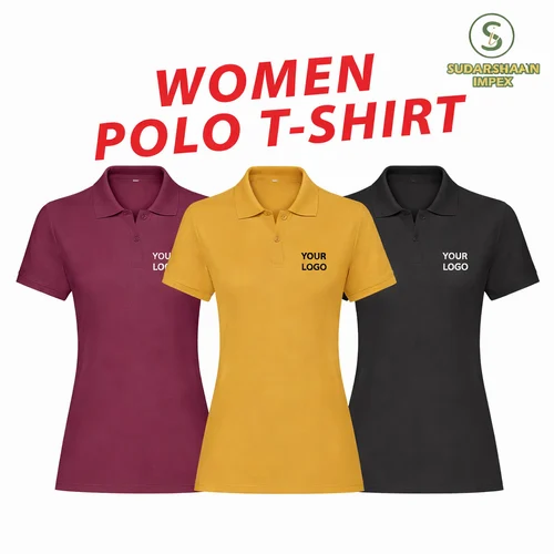 Ladies Polo Neck T Shirt Black
