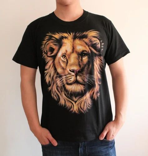 Lion 3D T-Shirt (Polyester Blend, Regular Fit, Half Sleeves)