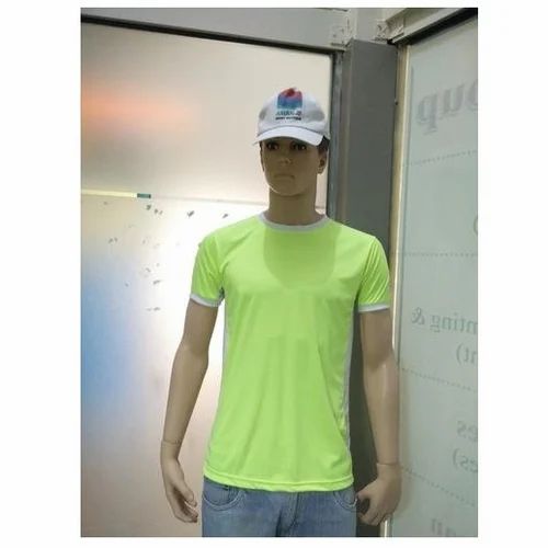 Polyester Plain Men Round Neck Sports T-Shirt