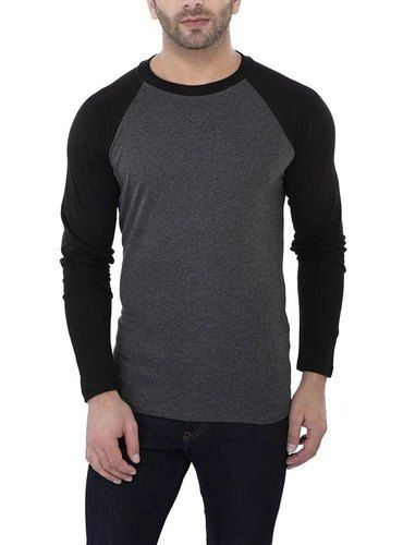 Cotton Plain Men Full Sleeves T-Shirt, Round Neck