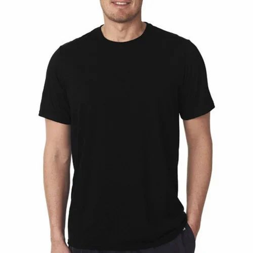 Plain 100% Combed Cotton Mens Black Round Neck T Shirt