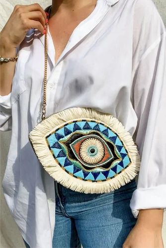 Cotton canvas jute Evil eye bags