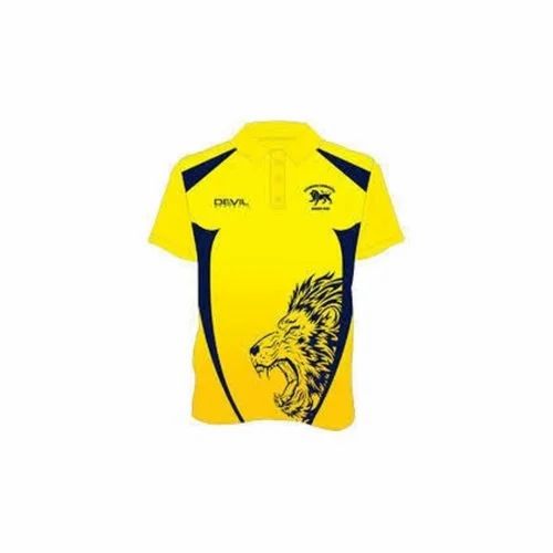 Polyester Yellow Printed Sublimation T Shirt, Round Collar, Size: Medium