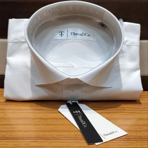 Mens Cotton Full Sleeve Plain White Shirt