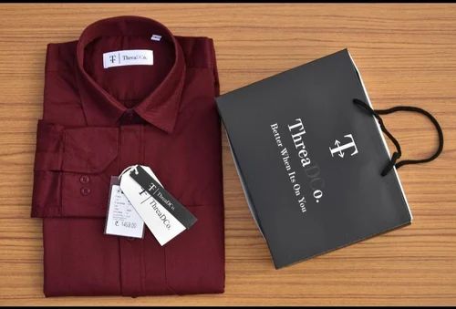 Men Plain Maroon Shirt, Casual Wear