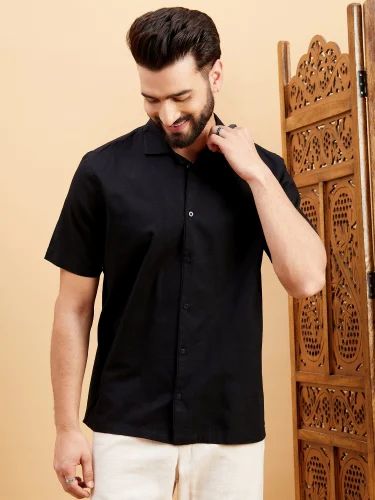 Plain Men's Straight Cotton Casual Shirt, Half Sleeves