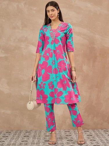 Ladies Cotton Kurti Pant Set