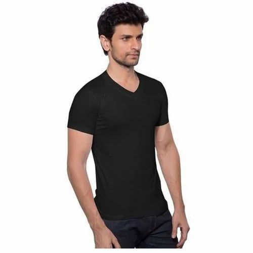 Plain Men V Neck Cotton T Shirt