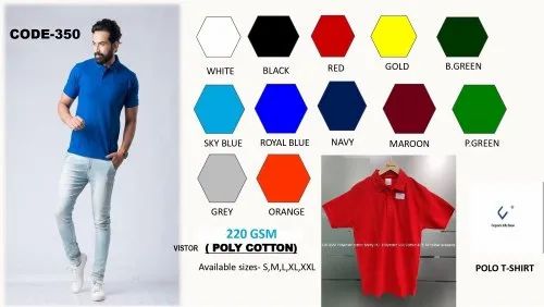 POLY COTTON COLLAR T SHIRT