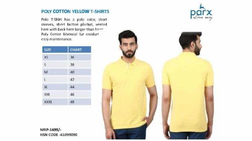 Polo Parx Yellow Tshirt, Half Sleeves, Plain