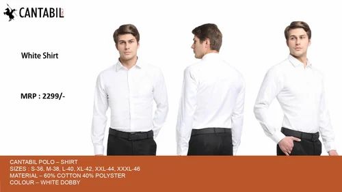 Plain Poly Cotton Cantabil Men Formal Shirts, Full sleeves