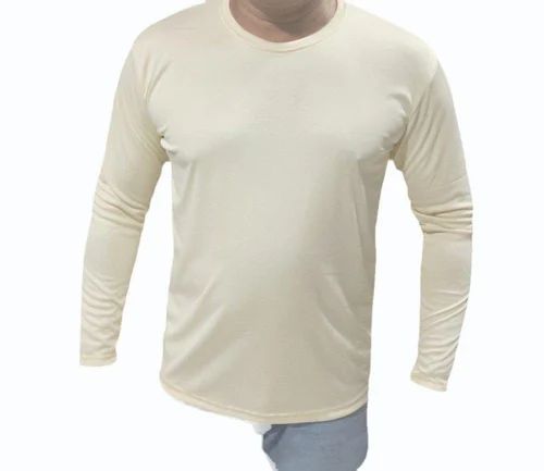 Polyester Plain Men Full Sleeves T Shirt, Round Neck