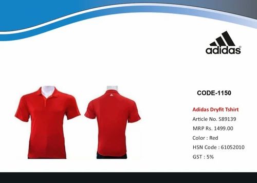 Striped Adidas Polyester Stripped T Shirt, Polo Neck