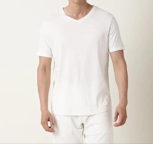 V Neck Half Sleeves T Shirts For Men, Large