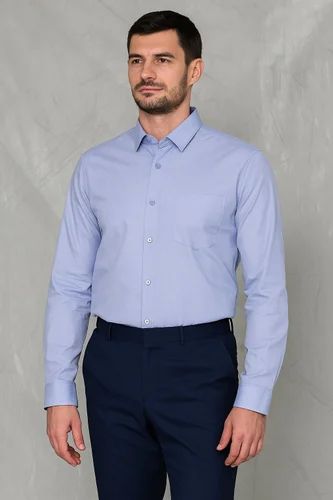 Poly Cotton Men Formal Shirts, Plain