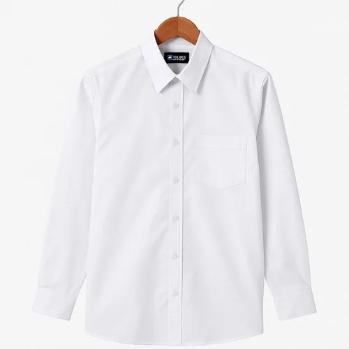 Plain Poly Cotton White Long Sleeve Dress Shirt