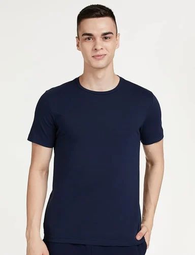 Navy Blue Round Neck Promotional T Shirt, Half Sleeves, Plain