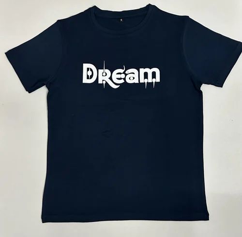 Cotton Men Printed Polyester T Shirt, Medium, Round Neck