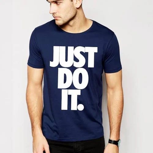 Cotton Men Printed T Shirt, Round Collar