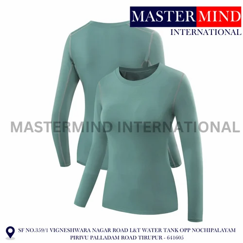Casual Wear womens cotton t shirts crew neck full sleeve, Size: Large
