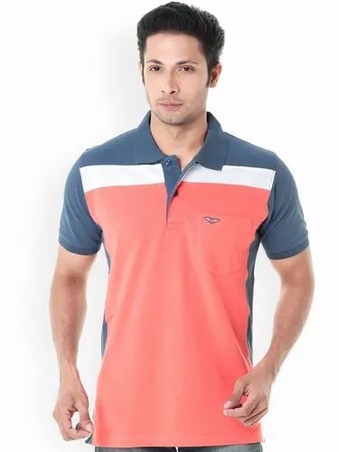Cotton Polo Neck Mens Collar Neck Hosiery T Shirt, Size: S-XXL