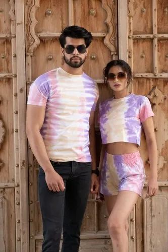 Half Sleeves Printed Couple T Shirt