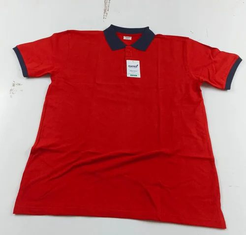 Feather Red Men Cotton Polo T Shirt
