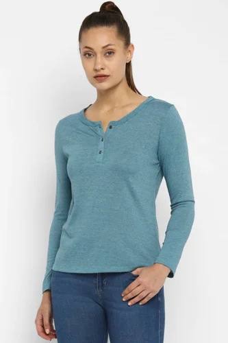 Full Sleeve Ladies Henley T Shirt