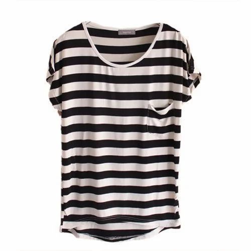 Half Sleeve Round Ladies Casual T-Shirt, Size: Small