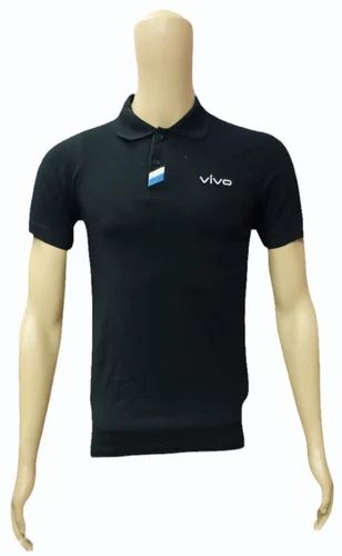 Cotton Mens Logo T Shirt, Polo Neck